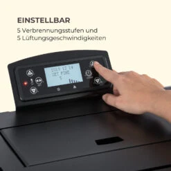 Energiewende Pelletofen 5/10 KW 5 Stufen Timer 18kg 250m³ Fernbedienung Schwarz -Einrichtungsgeschäft 10034153 de 0007 logo