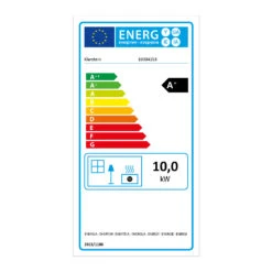 Energiewende Pelletofen 5/10 KW 5 Stufen Timer 18kg 250m³ Fernbedienung Schwarz -Einrichtungsgeschäft 10034153 energy label