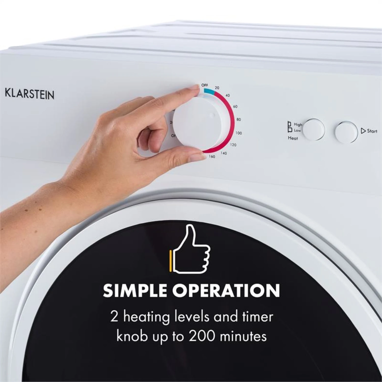 Jet Set Mini-Wäschetrockner Ablufttrockner 1020W EEK C 3kg 50cm Weiß 6 Jet Set Mini-Wäschetrockner Ablufttrockner 1020W EEK C 3kg 50cm Weiß – Bild 4