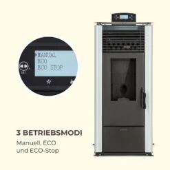 Energiewende Pelletofen 5/10 KW 5 Stufen Timer 18kg 250m³ Fernbedienung Grau -Einrichtungsgeschäft 10034181 de 0005 logo