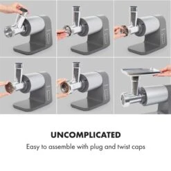 Mett Max Elektrischer Fleischwolf 600W Kupfermotor Aluminium -Einrichtungsgeschäft 10034244 yy 0003 logo Klarstein Mett Max elektrischer Fleischwolf grau