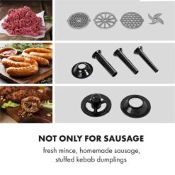 Mett Max Elektrischer Fleischwolf 600W Kupfermotor Aluminium -Einrichtungsgeschäft 10034244 yy 0004 logo Klarstein Mett Max elektrischer Fleischwolf grau