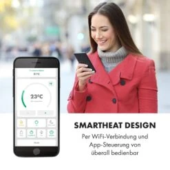 Bornholm Smart Konvektions-Heizgerät | 2000 W | SmartHeat Design: WiFi-Verbindung | LED-Display | 24-h-Timer | 2 Heizstufen: 1000 / 2000 W | IP24: Spritzwassergeschützt | Fernbedienung | Standgerät -Einrichtungsgeschäft 10034391 de 0008 logo