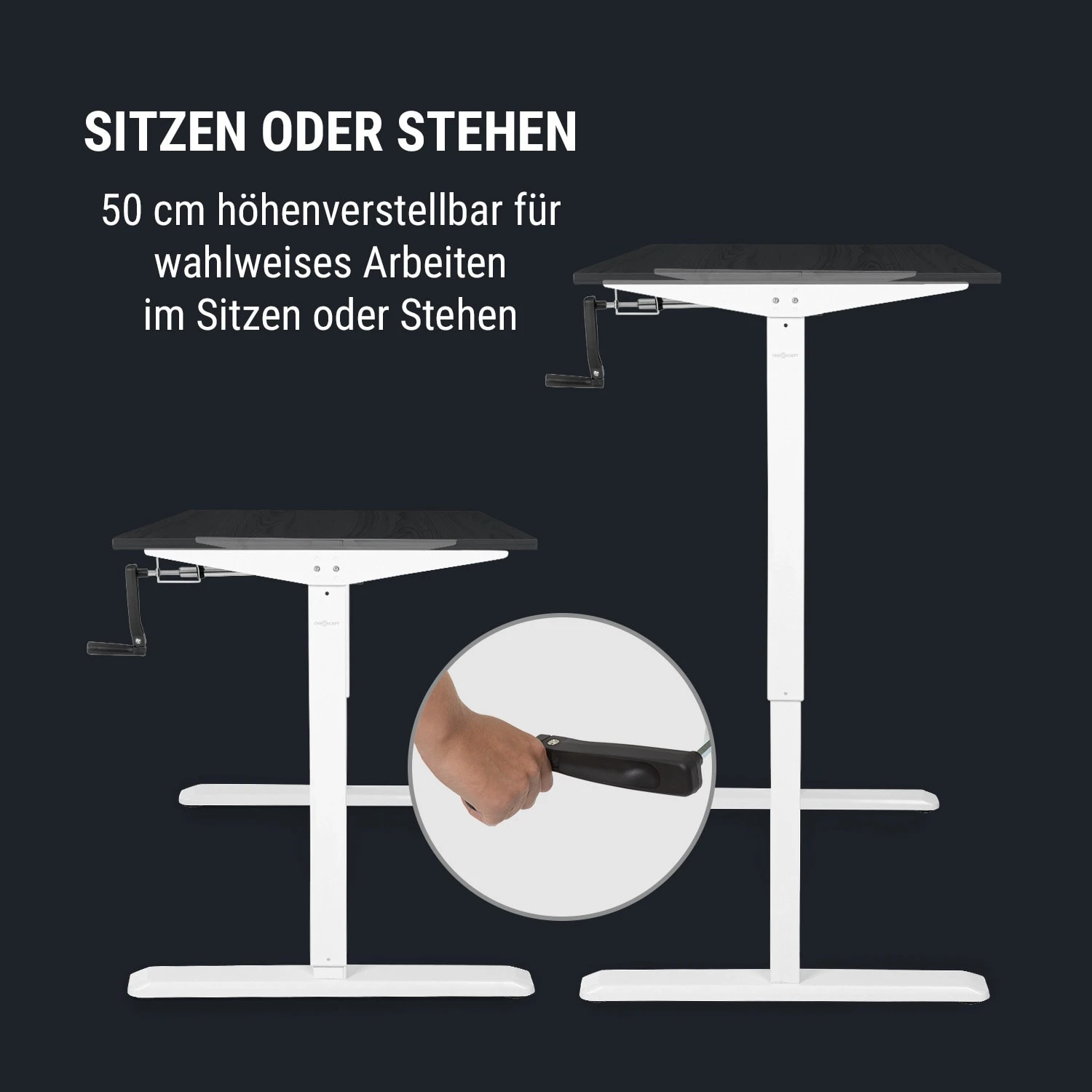 Multidesk Höhenverstellbarer Schreibtisch Manuell 73-123 Cm Höhe Weiß 8 Multidesk Höhenverstellbarer Schreibtisch Manuell 73-123 Cm Höhe Weiß – Bild 6