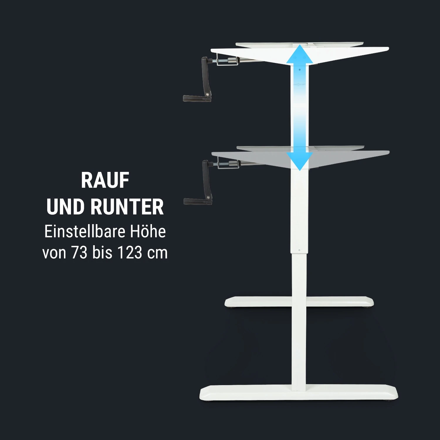 Multidesk Höhenverstellbarer Schreibtisch Manuell 73-123 Cm Höhe Weiß 9 Multidesk Höhenverstellbarer Schreibtisch Manuell 73-123 Cm Höhe Weiß – Bild 7