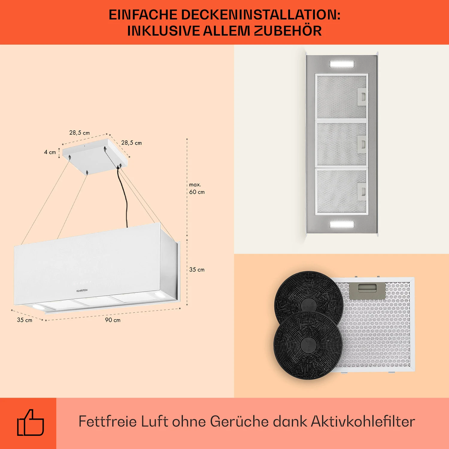 Kronleuchter XL Inselabzugshaube 90cm Umluft 590m³/h LED Touch Weiß 7 Kronleuchter XL Inselabzugshaube 90cm Umluft 590m³/h LED Touch Weiß – Bild 5