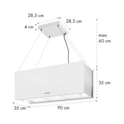 Kronleuchter XL Inselabzugshaube 90cm Umluft 590m³/h LED Touch Weiß 18 Kronleuchter XL Inselabzugshaube 90cm Umluft 590m³/h LED Touch Weiß -Einrichtungsgeschäft 10034523 yy 0011 dimensions