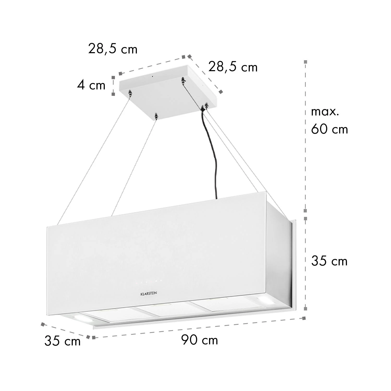 Kronleuchter XL Inselabzugshaube 90cm Umluft 590m³/h LED Touch Weiß 10 Kronleuchter XL Inselabzugshaube 90cm Umluft 590m³/h LED Touch Weiß – Bild 8