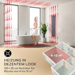 Delgado 120 X 25 Heizkörper 508W Warmwasser 1/2" 4-10m² Grau -Einrichtungsgeschäft 10034597 de 0003 usp