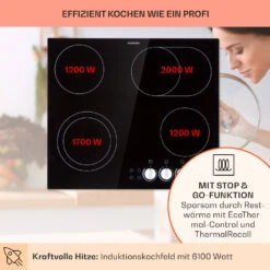 EasyCook Keramikkochfeld 6100W Drehregler Schwarz -Einrichtungsgeschäft 10034604 de 0003 usp