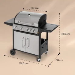 Tomahawk Gasgrill 4x3,6 KW + 2,7 KW Brenner 66x43,5 Cm Grill Edelstahl -Einrichtungsgeschäft 10034710 yy 0008 dimensions
