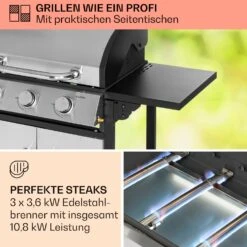 Tomahawk Gasgrill 3 X 3,6 KW Brenner 60 X 43,5 Cm Grill Edelstahl -Einrichtungsgeschäft 10034711 de 0003 usp