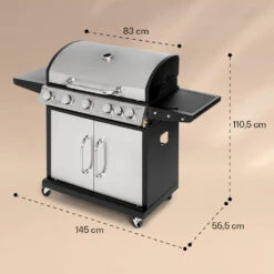 Tomahawk Gasgrill 5x3,6 KW + 2,7 KW Brenner 80x43,5 Cm Grill Edelstahl -Einrichtungsgeschäft 10034712 yy 0007 dimensions