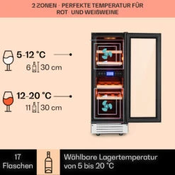 Vinovilla 17 Built-In Duo Zweizonen-Weinkühlschrank 53l 17 Fl. 3-Farben Glastür -Einrichtungsgeschäft 10034725 DE 0003 usp