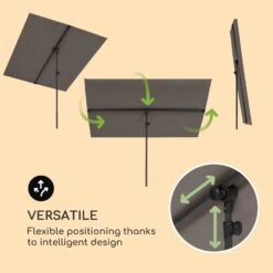 Flex-Shade XL Sonnenschirm 150 X 210 Cm Polyester UV 50 Dunkelgrau -Einrichtungsgeschäft 10034728 yy 0003 logo Blumfeldt Flex Shade XL Sonnenschirm 150x210 grau