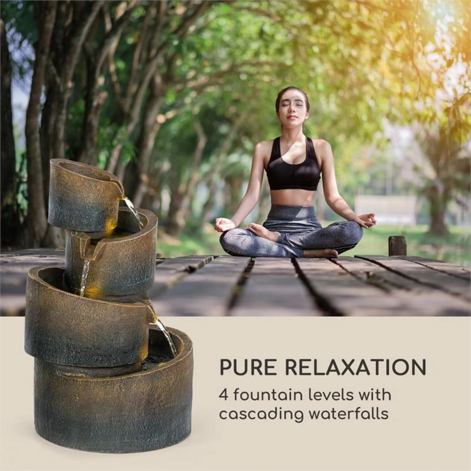 Mantua Kaskadenbrunnen Gartenbrunnen 4 Stufen Akku 2,8W Solar LED 5 Mantua Kaskadenbrunnen Gartenbrunnen 4 Stufen Akku 2,8W Solar LED – Bild 3