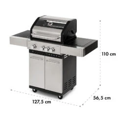 Valkyrie Gasgrill 3x3,2 + 2,9 KW Sichtfenster 54x42 Cm Grill Edelstahl -Einrichtungsgeschäft 10034845 yy 0010 logo Klarstein Valkyrie Gasgrill 3plus1 Brenner Edelstahl