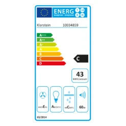 Capannina Unterbau-Abzugshaube 60cm 166m³/h LED Edelstahl -Einrichtungsgeschäft 10034859 energy label