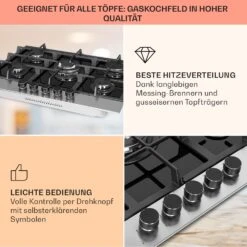 Alchemist 5 Zonen Gaskochfeld Aluminium-Brenner Glaskeramik Schwarz -Einrichtungsgeschäft 10034970 de 0004 usp