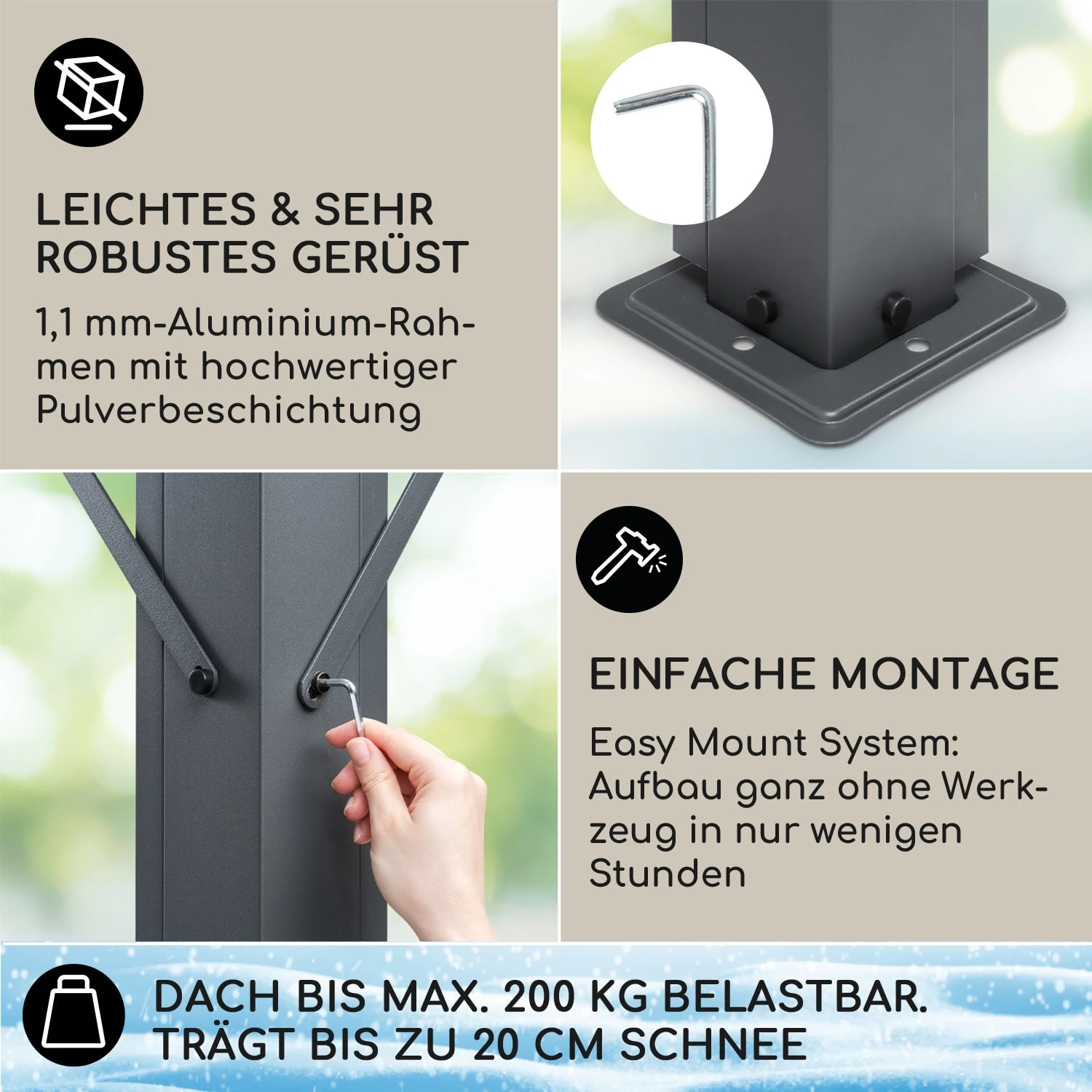 Pantheon Cortina Solid Sky Pergola Vordach 3x3m Polycarbonat Vorhänge 5 Pantheon Cortina Solid Sky Pergola Vordach 3x3m Polycarbonat Vorhänge – Bild 3