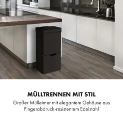 Touchless Black Stainless Steel Müllsammler Sensor 72L 4 Behälter ABS / PP / Edelstahl Schwarz -Einrichtungsgeschäft 10035097 de 0002 logo