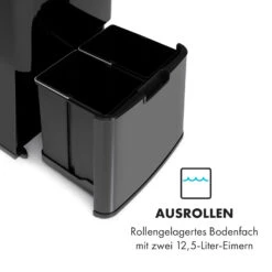 Touchless Black Stainless Steel Müllsammler Sensor 72L 4 Behälter ABS / PP / Edelstahl Schwarz -Einrichtungsgeschäft 10035097 de 0005 logo