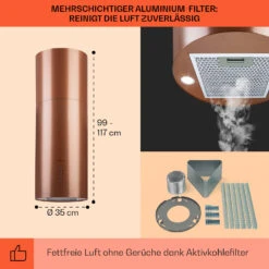 Beretta Inselabzugshaube Ø35cm Ab-/Umluft 650m³/h LED Aktivkohlefilter 15 Beretta Inselabzugshaube Ø35cm Ab-/Umluft 650m³/h LED Aktivkohlefilter -Einrichtungsgeschäft 10035166 de 0005 usp