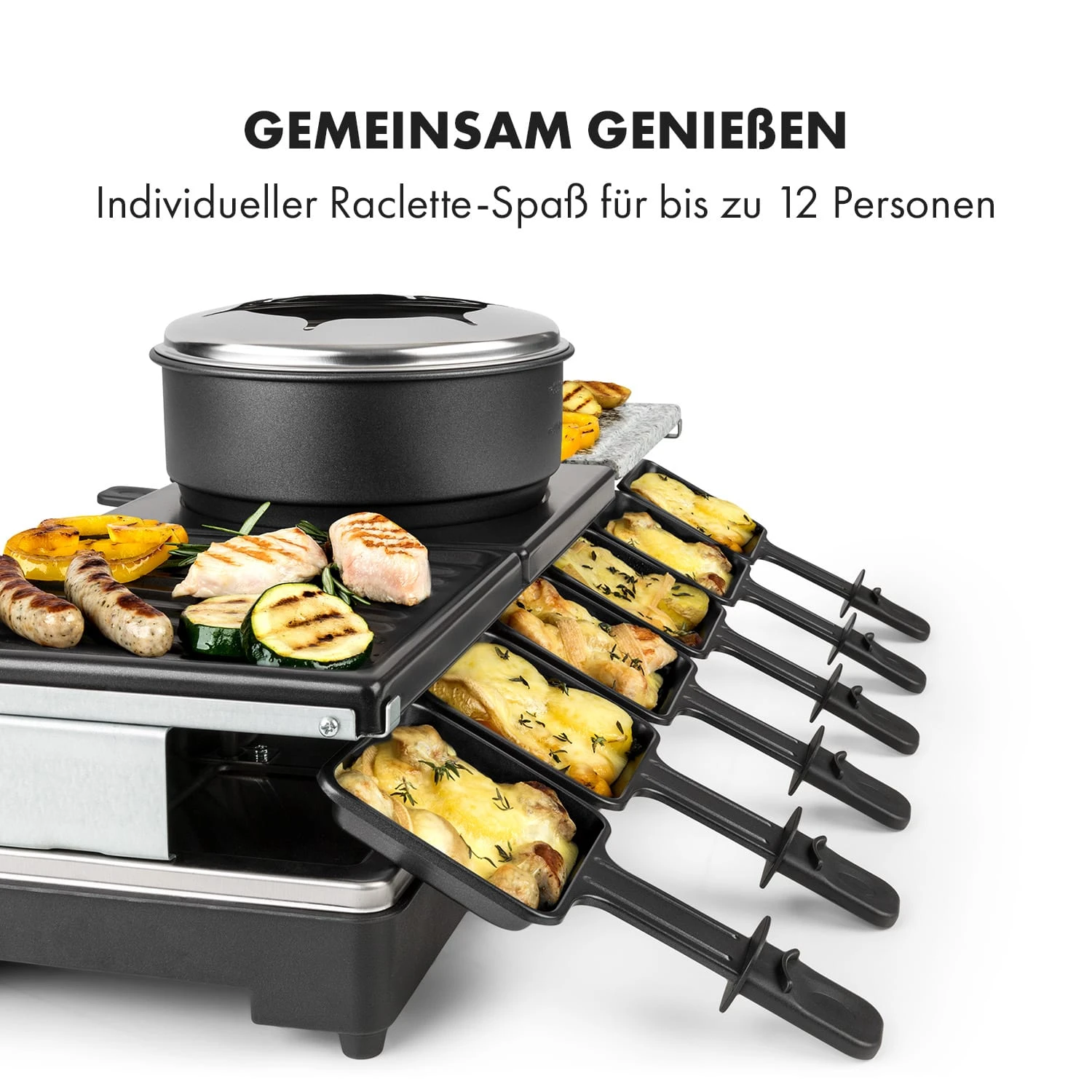 Fonduelette XL 3-in-1 Raclettegrill Fondue Naturstein 1650W 12 Pers 7 Fonduelette XL 3-in-1 Raclettegrill Fondue Naturstein 1650W 12 Pers – Bild 5