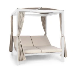 Eremitage Double XL Sunbed 2 Pers Stahl-Rahmen Sonnendach Vorhänge