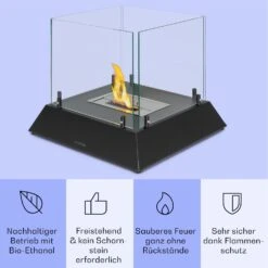 Phantasma Cubo Ethanol-Kamin Rauch- & Geruchlos Edelstahl-Brenner Sicherheitsglas -Einrichtungsgeschäft 10035458 de 0003 usp