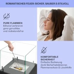 Phantasma Cubo Ethanol-Kamin Rauch- & Geruchlos Edelstahl-Brenner Sicherheitsglas -Einrichtungsgeschäft 10035458 de 0006 usp