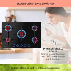 Illuminosa 5 Gaskochfeld 5-flammig Sabaf-Brenner Glaskeramik -Einrichtungsgeschäft 10035465 de 0003 usp