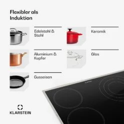 Virtuosa 4 Prime Einbaukochfeld 4 Zonen 6500W Glaskeramik Edelstahlrahmen -Einrichtungsgeschäft 10035551 de 0007 usp