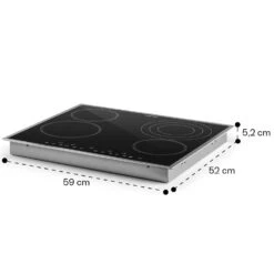 Virtuosa 4 Prime Einbaukochfeld 4 Zonen 6500W Glaskeramik Edelstahlrahmen -Einrichtungsgeschäft 10035551 yy 0011 dimensions