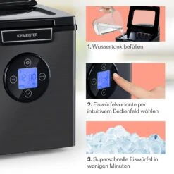 Icemeister 2G Eiswürfelmaschine 12kg/24h LC-Display Edelstahl -Einrichtungsgeschäft 10035712 de 0004 usp