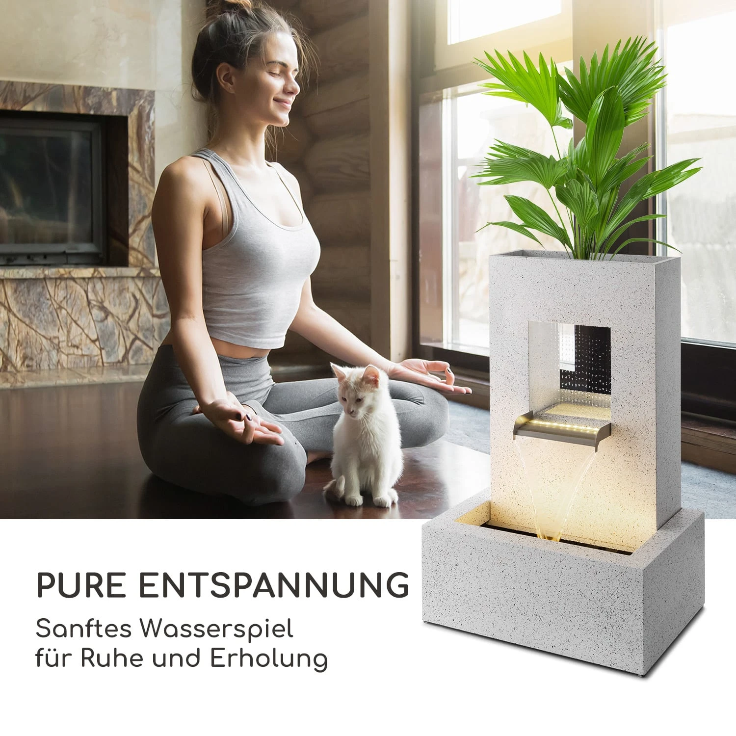 Bloomingstone Brunnen Gartenbrunnen Zierbrunnen 20W Pumpe Zink LED 4 Bloomingstone Brunnen Gartenbrunnen Zierbrunnen 20W Pumpe Zink LED – Bild 2