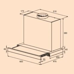 Mariana Neo 60 Flachschirmhaube 60cm 640 M³/h Abluft LED -Einrichtungsgeschäft 10035926 yy 0007 dimensions
