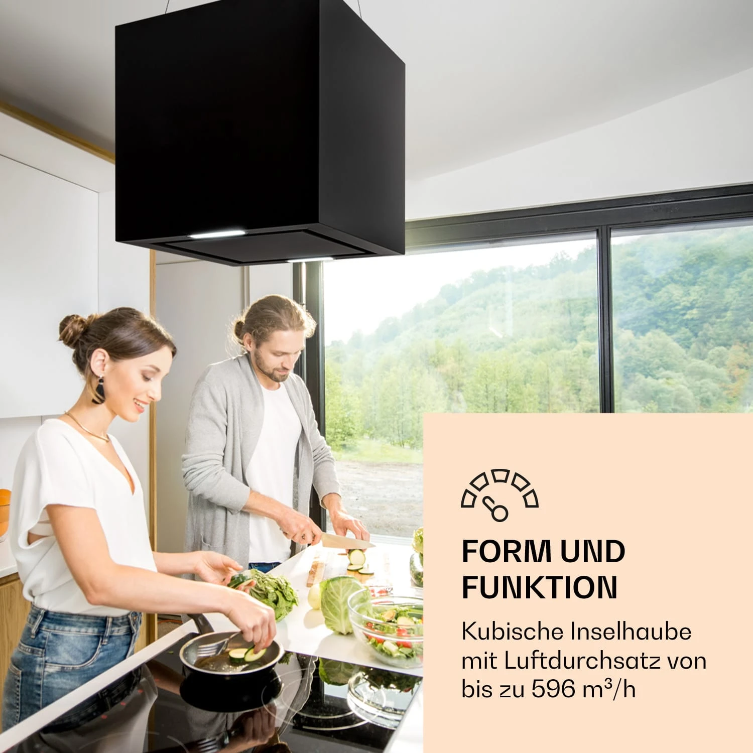 Kronleuchter Inselabzugshaube 596m³/h LED-Panel EEK A 4 Kronleuchter Inselabzugshaube 596m³/h LED-Panel EEK A – Bild 2