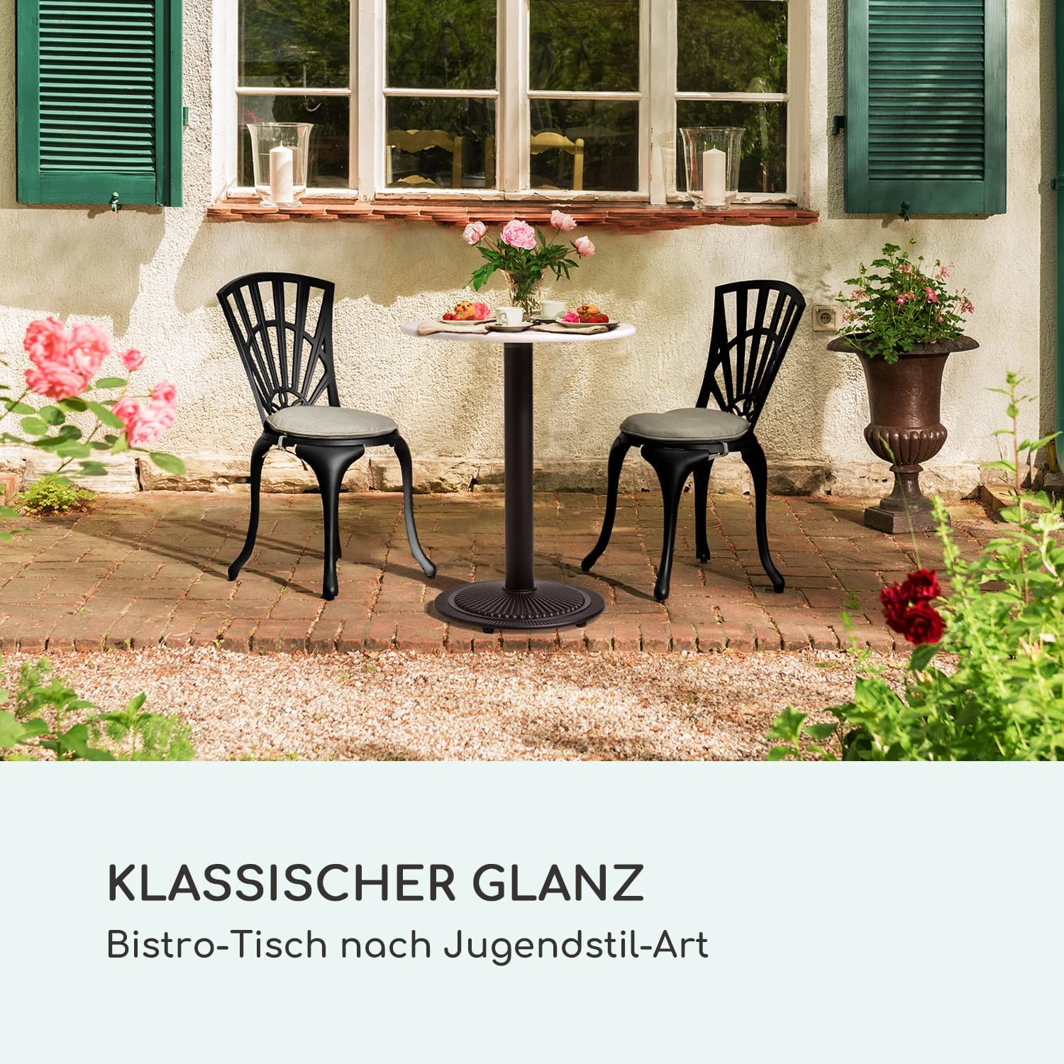 Patras Pearl Bistro-Tisch Jugendstil Marmor Ø 60 Cm H 75 Cm Gusseisern 4 Patras Pearl Bistro-Tisch Jugendstil Marmor Ø 60 Cm H 75 Cm Gusseisern – Bild 2