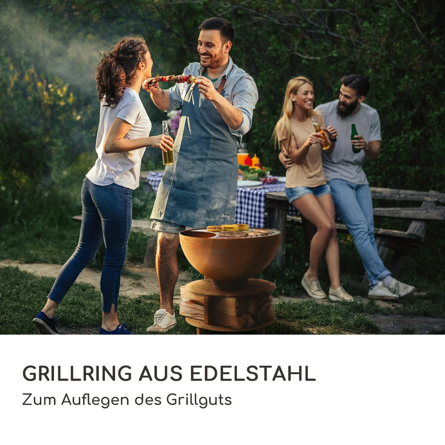 Savage 2.0 Rund Feuerschalen-Grill Ø: 60 Cm Stabiler Sockel Holzlager 7 Savage 2.0 Rund Feuerschalen-Grill Ø: 60 Cm Stabiler Sockel Holzlager – Bild 5