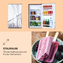 CoolArt 79L Kühl-Gefrier-Kombination EEK F Gefrierfach 9l Designtür -Einrichtungsgeschäft 10036184 de 0003 logo