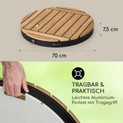 Sumatra Teak Round Gartendusche Aluminium Teakholz Tragegriff -Einrichtungsgeschäft 10036351 de 0006 usp