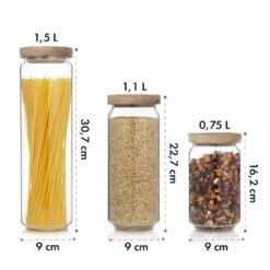 Glaswerk Lovage Vorratsgläser 0,75 1,1 1,5 L 3er Set Borosilikatglas Akazienholzdeckel Silikon -Einrichtungsgeschäft 10036372 yy 0008 logo