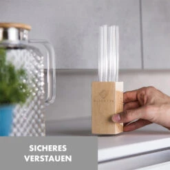 Glaswerk Frezzeria Glasstrohhalme 7 Stück 0,8 X 15 Cm (ØxH) Holzhalterung Bürste -Einrichtungsgeschäft 10036379 de 0004 logo