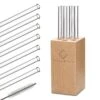 Glaswerk Frezzeria Glasstrohhalme 7 Stück 0,8 X 15 Cm (ØxH) Holzhalterung Bürste -Einrichtungsgeschäft 10036379 yy 0001 titel
