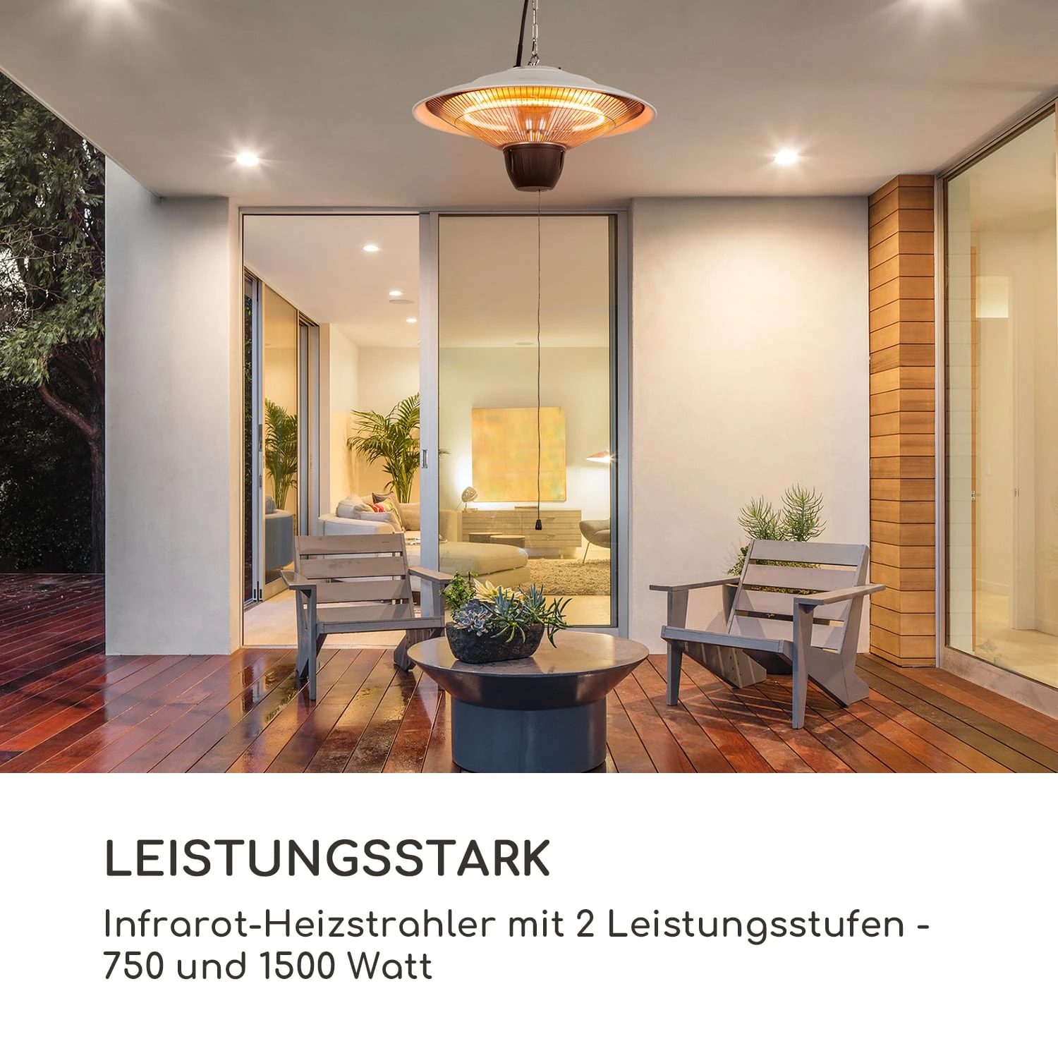 Hitzkopf Infrarot-Deckenheizstrahler Halogen-Heizröhre 2 Stufen 750/1500 W 4 Hitzkopf Infrarot-Deckenheizstrahler Halogen-Heizröhre 2 Stufen 750/1500 W – Bild 2