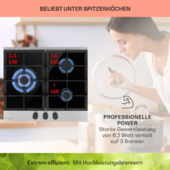 Alchemist 3 Gaskochfeld 3-flammig Aluminium-Brenner Glaskeramik -Einrichtungsgeschäft 10037804 de 0003 usp