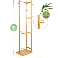 Garderobe 5 Haken 2 Kleiderstangen Ablagefläche Bambus -Einrichtungsgeschäft 10038016 yy 0005 logo