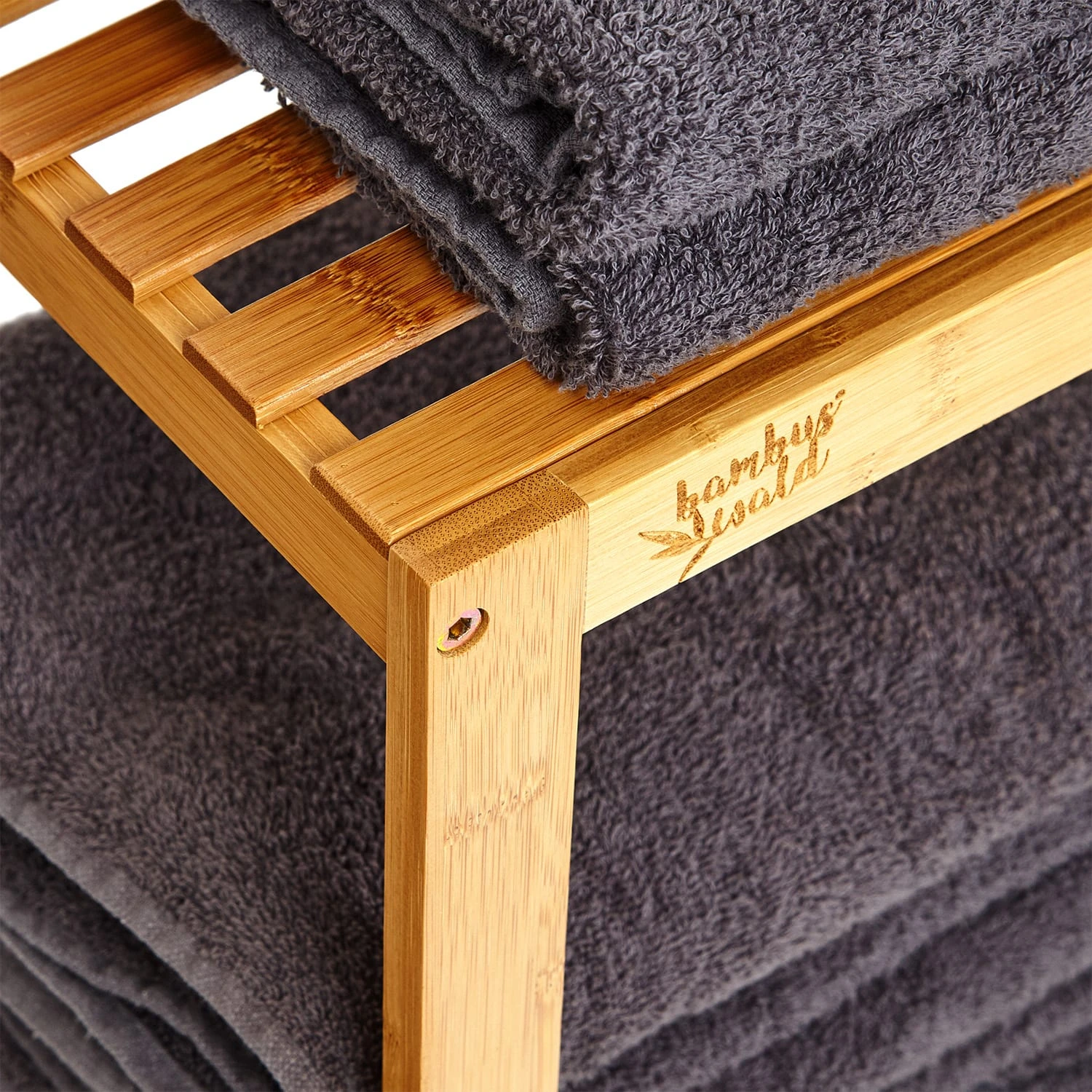 Regal Mehrzweckregal 3 Etagen 34x80x33cm (BxHxT) Kombinierbar Bambus 4 Regal Mehrzweckregal 3 Etagen 34x80x33cm (BxHxT) Kombinierbar Bambus – Bild 2