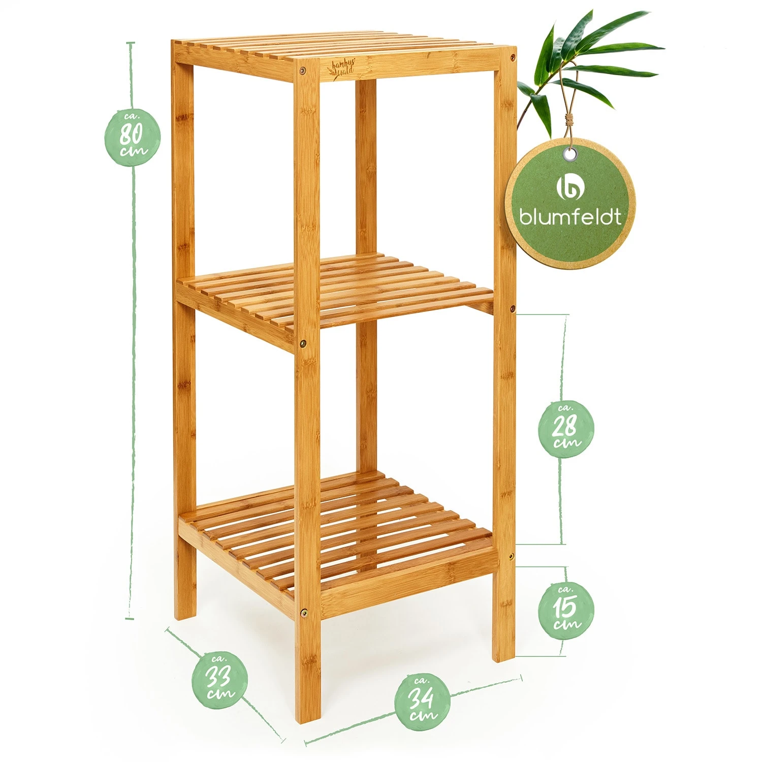 Regal Mehrzweckregal 3 Etagen 34x80x33cm (BxHxT) Kombinierbar Bambus 9 Regal Mehrzweckregal 3 Etagen 34x80x33cm (BxHxT) Kombinierbar Bambus – Bild 7